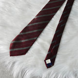 バレンシアガ ヴィンテージ シルク ストライプ柄 ロゴ ネクタイ ワインレッド - NEWSED