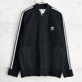 アディダス トラックジャケット ロゴ 刺繍 ブラック - NEWSED