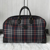 バーバリー ヴィンテージ ロゴ ノバチェック ナイロンキャンバス ボストンバッグ ネイビー - NEWSED