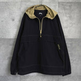 ステューシー ロゴ刺繍 ステッチ アノラックパーカー ブラック - NEWSED