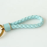 ボッテガ ヴェネタ イントレチャート レザー キーリング キーホルダー チャーム ブルー × ゴールド - NEWSED