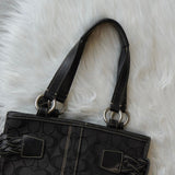 コーチ シグネチャー キャンバス ハンドバッグ ブラック - NEWSED