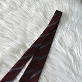 バレンシアガ ヴィンテージ シルク ストライプ柄 ロゴ ネクタイ ワインレッド - NEWSED