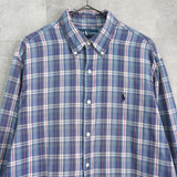 ポロ ラルフローレン ロゴ 刺繍 長袖シャツ チェック柄 ブルー - NEWSED