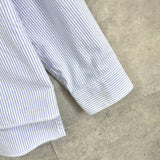 ロエベ アナグラム レザーパッチ ストライプ 長袖シャツ ホワイト / ブルー - NEWSED