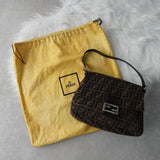 フェンディ マンマバケット ズッカ キャンバス / レザー ワンショルダーバッグ ブラウン - NEWSED