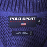 ポロ スポーツ ラルフローレン ハーフジップ カラー ニット ロゴ刺繍 パープル - NEWSED