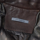 ジョン ヴァルベイトス ダブル ライダースジャケット レザージャケット ダークブラウン - NEWSED