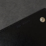 プラダ サフィアーノ レザー 二つ折り財布 長財布 三角プレート ブラック - NEWSED