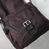 プラダ テスート / レザー ショルダーバッグ 三角プレート トライアングルロゴ ブラウン / ブラック - NEWSED