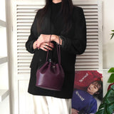 ジルサンダー ドローストリング レザー 巾着バッグ ハンドバッグ ボルドー - NEWSED