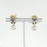 シャネル ココマーク フラワー ラインストーン イヤリング シルバー / ホワイト - NEWSED