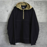 ステューシー ロゴ刺繍 ステッチ アノラックパーカー ブラック - NEWSED