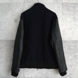 フレッドペリー ロゴ刺繍 レザー切り替え ウールブルゾン ブラック - NEWSED