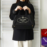 プラダ カナパ キャンバス トートバッグ ブラック - NEWSED