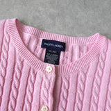 ラルフローレン ロゴ ケーブル編み ニットカーディガン パステルピンク - NEWSED