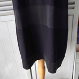 エムエムシックス メゾンマルジェラ シアー ボーダー柄 ミディアム丈 ワンピース ネイビー - NEWSED