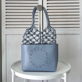 ステラ マッカートニー ノッテッド レザー 編み込み ハンドバッグ ブルー - NEWSED