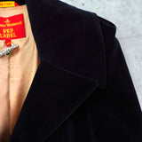 ヴィヴィアン ウエストウッド オーブボタン アシンメトリー ベロア チェスターコート ロングコート ダークネイビー - NEWSED