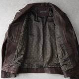ジョン ヴァルベイトス ダブル ライダースジャケット レザージャケット ダークブラウン - NEWSED