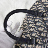 クリスチャンディオール トロッター キャンバス / レザー ミニボストンバッグ ネイビー - NEWSED