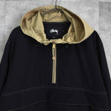 ステューシー ロゴ刺繍 ステッチ アノラックパーカー ブラック - NEWSED