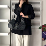 プラダ ポコノ テスート ナイロン レザー ワンショルダーバッグ 三角プレート トライアングルロゴ ブラック - NEWSED