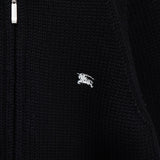 バーバリー ジップアップ ニットジャケット ホースロゴ 刺繍 ノバチェック裏地 キリティング裏地 ブラック - NEWSED