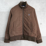 フレッドペリー ロゴ 刺繍 ニット切り替え キルティングジャケット 中綿ブルゾン ブラウン - NEWSED