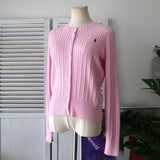 ラルフローレン ロゴ ケーブル編み ニットカーディガン パステルピンク - NEWSED