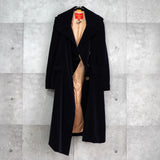 ヴィヴィアン ウエストウッド オーブボタン アシンメトリー ベロア チェスターコート ロングコート ダークネイビー - NEWSED