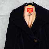 ヴィヴィアン ウエストウッド オーブボタン アシンメトリー ベロア チェスターコート ロングコート ダークネイビー - NEWSED