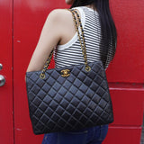 シャネル ココマーク ターンロック マトラッセ ラムスキン チェーン トートバッグ ブラック - NEWSED