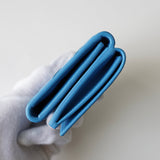 ボッテガ・ヴェネタ イントレチャート レザー 三つ折り財布 ライトブルー 箱付き - NEWSED