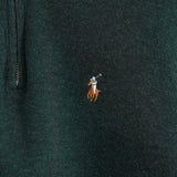 ポロ ラルフローレン ハーフジップ ニット ロゴ刺繍 ダークグリーン - NEWSED