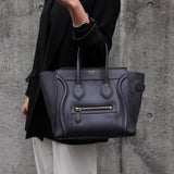 セリーヌ ラゲージ マイクロショッパー レザー ハンドバッグ ブラック - NEWSED