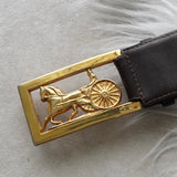 セリーヌ ヴィンテージ サルキー 輪馬車 レザー ベルト ブラウン / ゴールド レディース - NEWSED