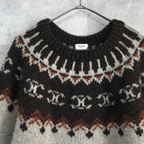 セリーヌ フェアアイル トリオンフ クルーネック ニット ベージュ ブラウン - NEWSED