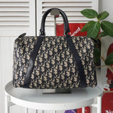 クリスチャンディオール トロッター キャンバス / レザー ミニボストンバッグ ネイビー - NEWSED