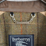 バーバリー ヴィンテージ レザー襟 レザーボタン ウールジャケット ブルゾン ブラウン - NEWSED