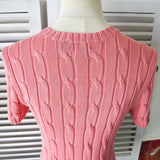 ポロ ラルフローレン ケーブル編み ロゴ 刺繍 半袖ニット ピンク レディース - NEWSED
