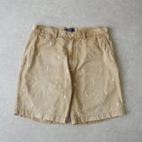 ポロ ラルフローレン スモールポニー ロゴ 総柄 ショートパンツ ハーフパンツ ベージュ - NEWSED