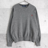 ポロ ラルフローレン ニット ロゴ 刺繍 グレー - NEWSED
