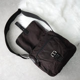 プラダ テスート / レザー ショルダーバッグ 三角プレート トライアングルロゴ ブラウン / ブラック - NEWSED