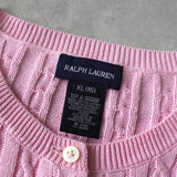 ラルフローレン ロゴ ケーブル編み ニットカーディガン パステルピンク - NEWSED