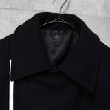 アディダス ロゴ ジッパー ウール ピーコート メンズ ブラック - NEWSED