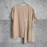 エムエムシックス メゾンマルジェラ ドッキング 半袖トップス ベージュ レディース - NEWSED