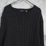 ポロ ラルフローレン ポニーロゴ ケーブル編み ニット ダークグレー - NEWSED