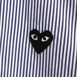 プレイ コムデギャルソン ハートロゴ ストライプ柄 長袖シャツ ネイビー タグ付き未使用品 - NEWSED