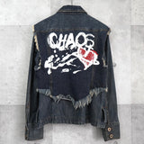 ヴィヴィアン ウエストウッド オーブ 刺繍 ダメージ加工 バックプリント デニムジャケット ブルー レディース - NEWSED